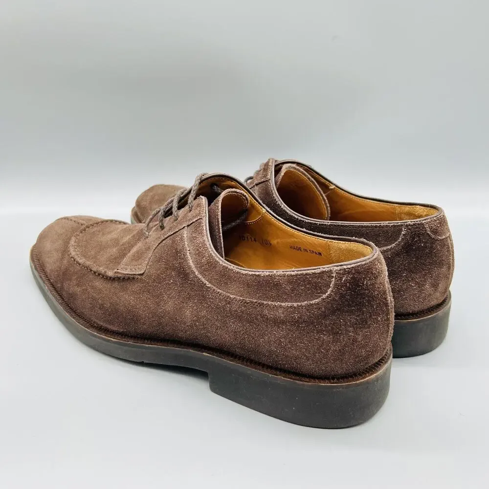 Magnanni Shoes Mens 10.5 Brown Suede Derby Oxford Dress Almond Toe Classic